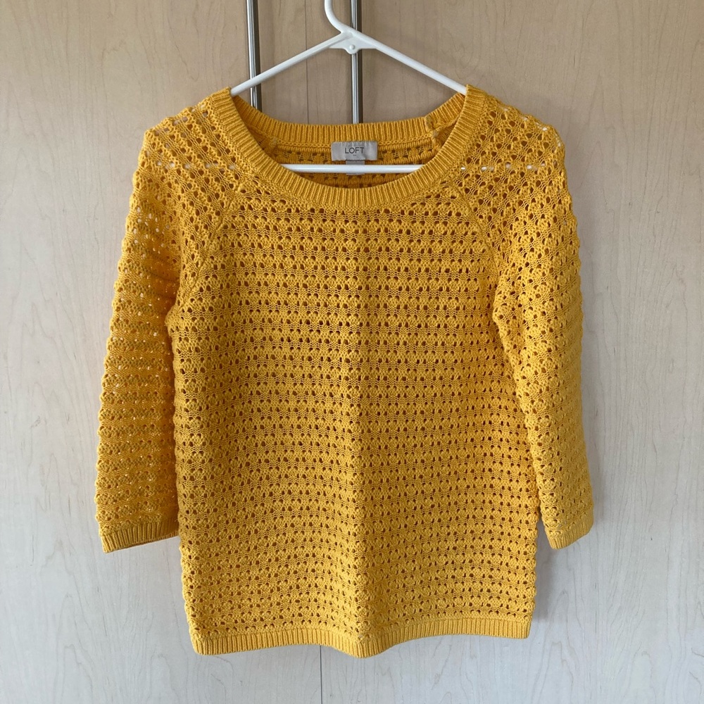 Yellow open work sweater